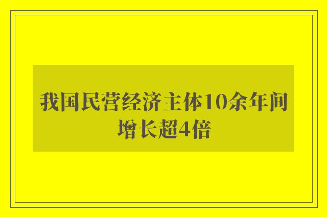 我国民营经济主体10余年间增长超4倍