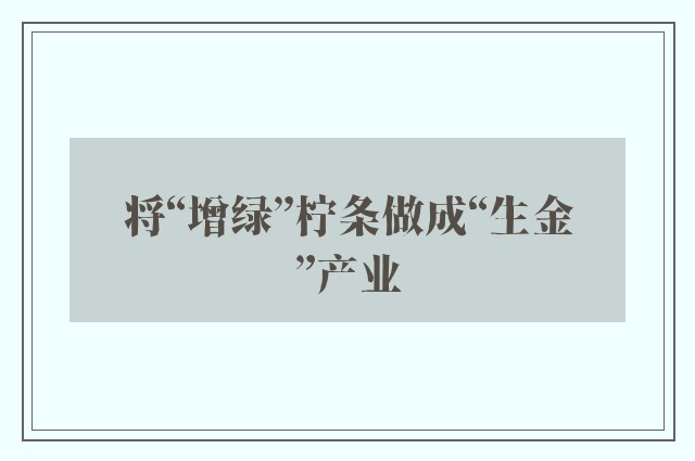 将“增绿”柠条做成“生金”产业