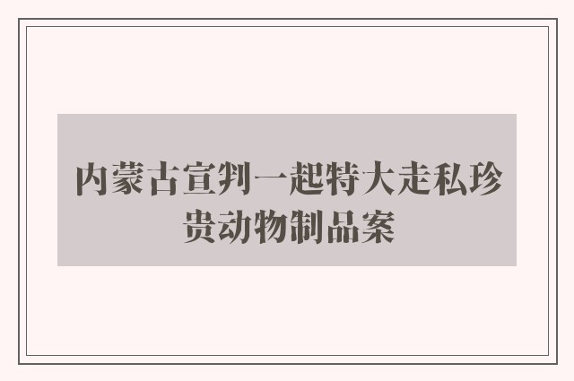 内蒙古宣判一起特大走私珍贵动物制品案