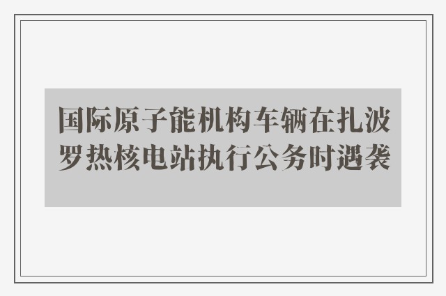 国际原子能机构车辆在扎波罗热核电站执行公务时遇袭