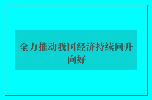 全力推动我国经济持续回升向好