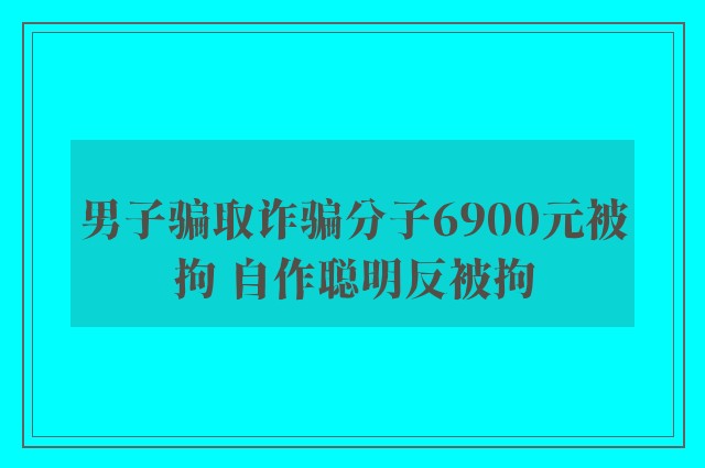 男子骗取诈骗分子6900元被拘 自作聪明反被拘