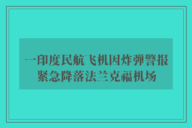 一印度民航飞机因炸弹警报紧急降落法兰克福机场