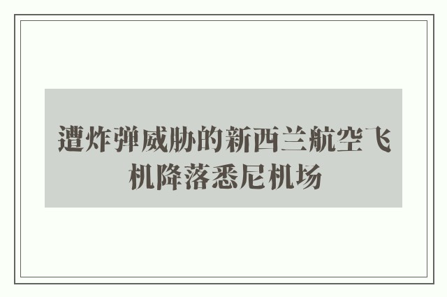 遭炸弹威胁的新西兰航空飞机降落悉尼机场