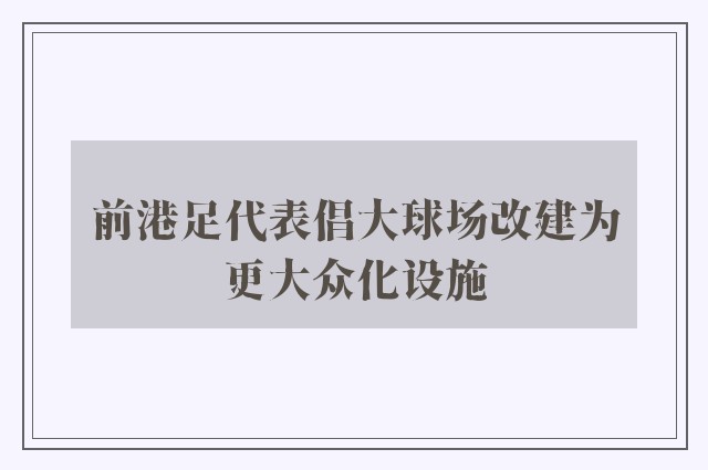 前港足代表倡大球场改建为更大众化设施