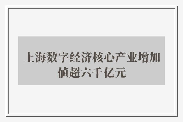 上海数字经济核心产业增加值超六千亿元