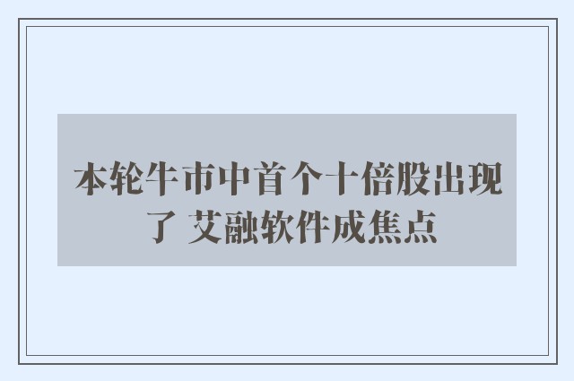 本轮牛市中首个十倍股出现了 艾融软件成焦点